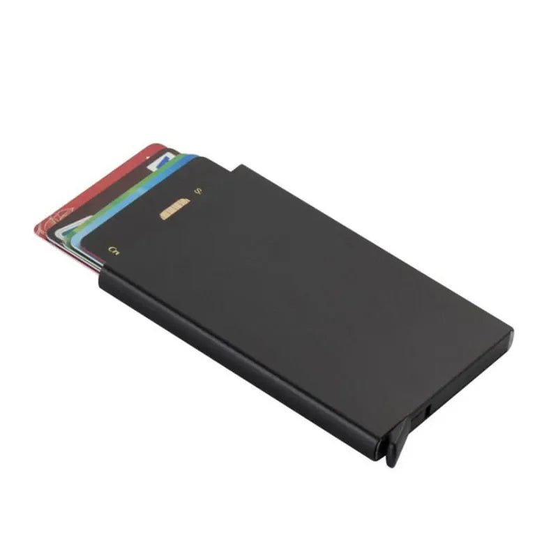 Automatic Flip Card Holder – Metal Anti-Theft Wallet with 12-Slot Side Push Design for Men