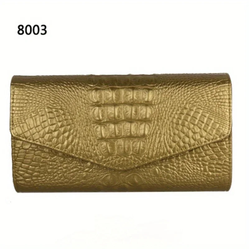 Crocodile Print Clutch – Stylish Large-Capacity Crossbody Bag for Women