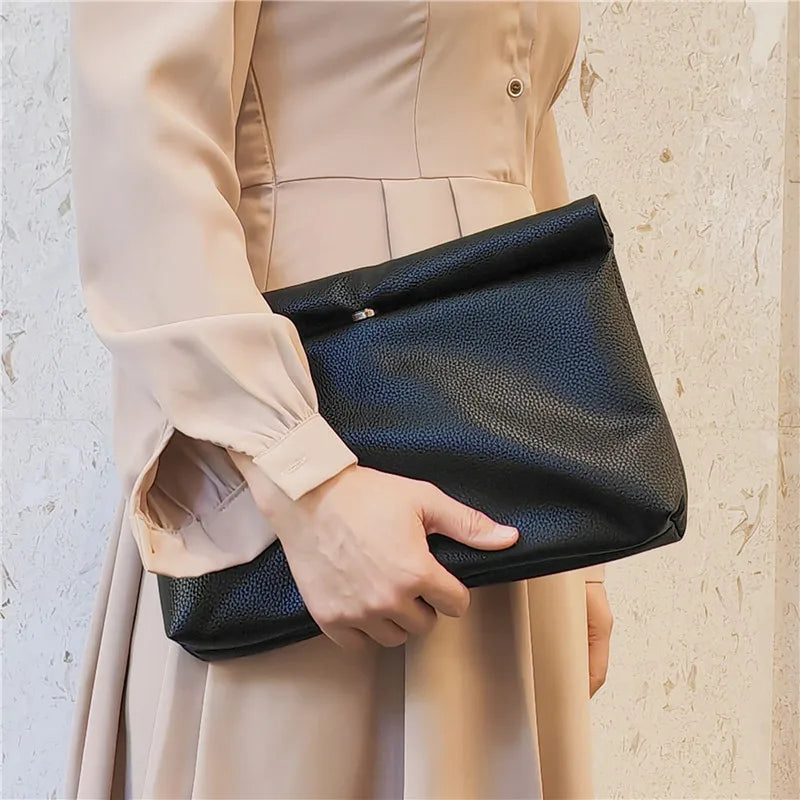Leather Envelope Clutch – Soft, Large-Capacity Evening Bag for Women