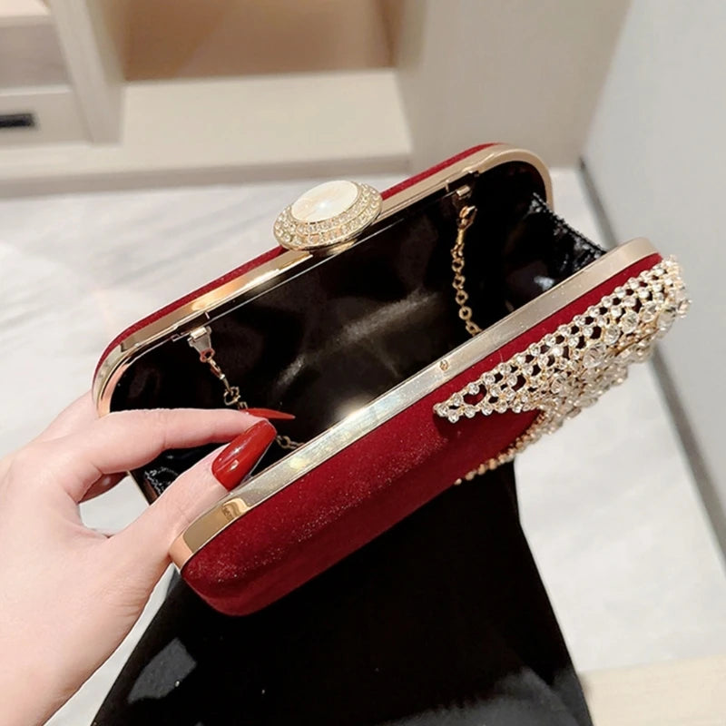 Glitter Evening Clutch – Small Phone Purse with Detachable Chain for Women