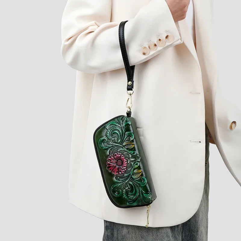 Printed Mini Handbag – Vintage Designer Wrist Bag with Phone & Coin Pocket