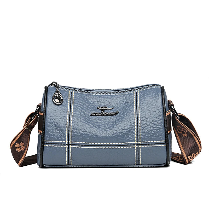Genuine Leather Crossbody Tote – High-Quality Solid Color Shoulder Bag for Women