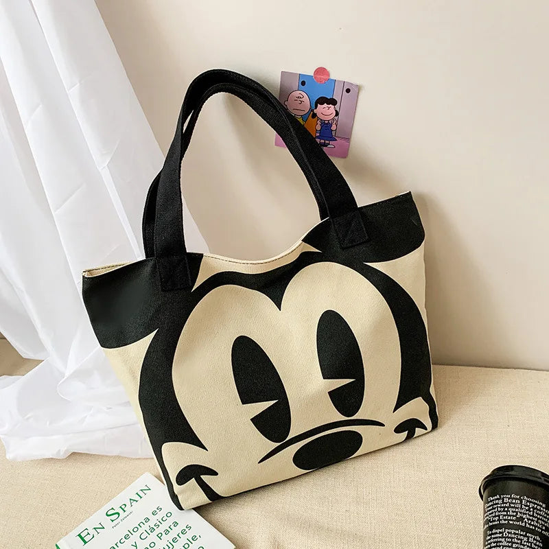 Disney Mickey & Donald Canvas Tote – Large-Capacity Fashion Shoulder Bag for Women