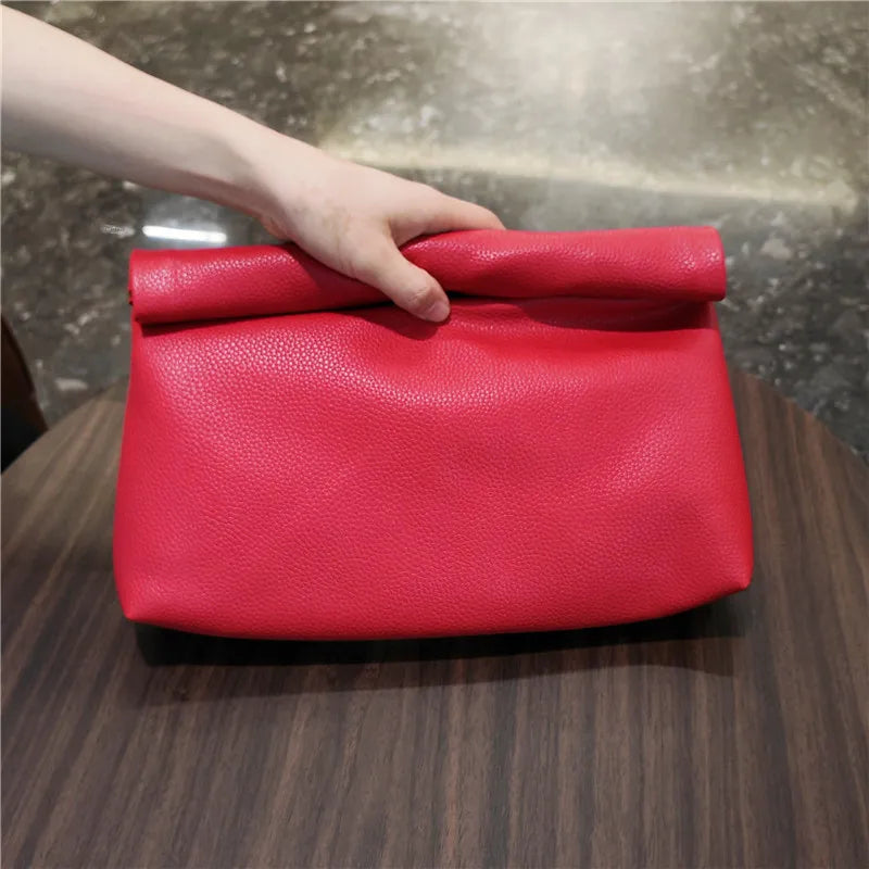 Leather Envelope Clutch – Soft, Large-Capacity Evening Bag for Women
