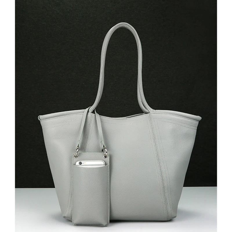 Vintage Cowhide Tote – Genuine Leather Handbag for Women with Large Capacity