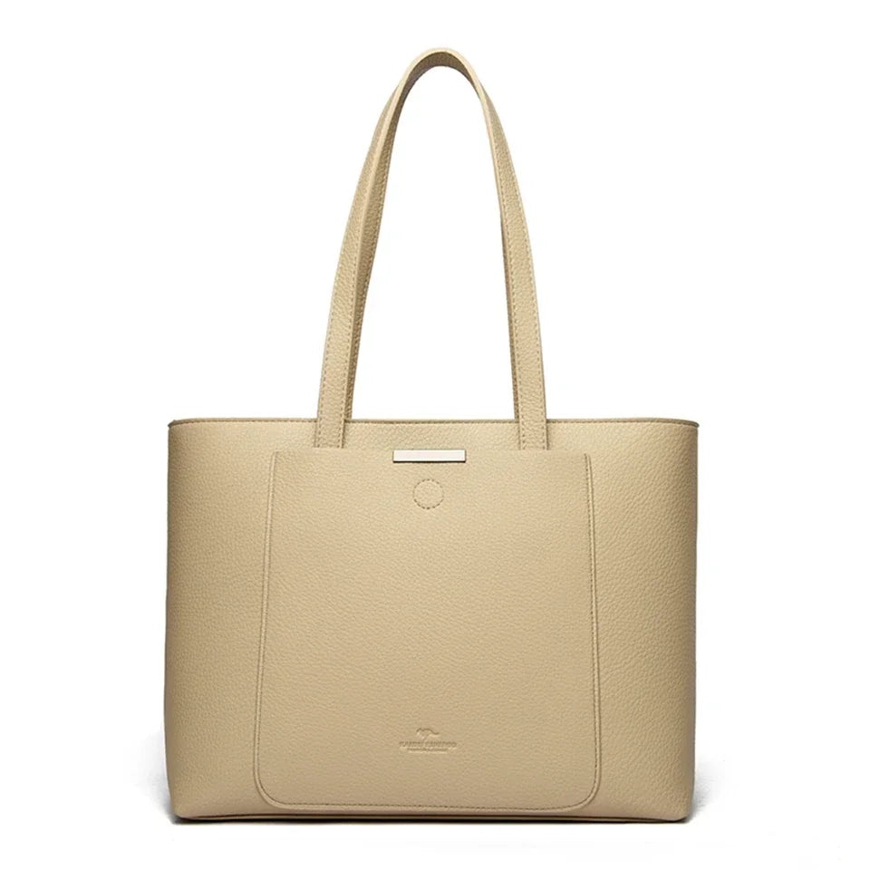 Luxury Leather Tote – Soft Designer Shoulder Bag for Women with Laptop Capacity