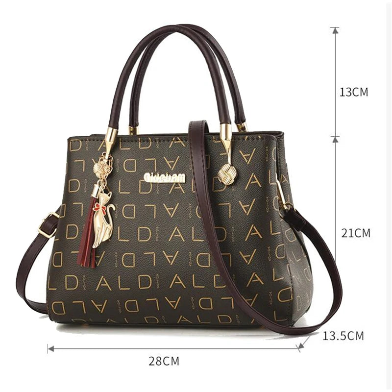 Leather Designer Tote – Casual Large-Capacity Crossbody Shoulder Bag for Women