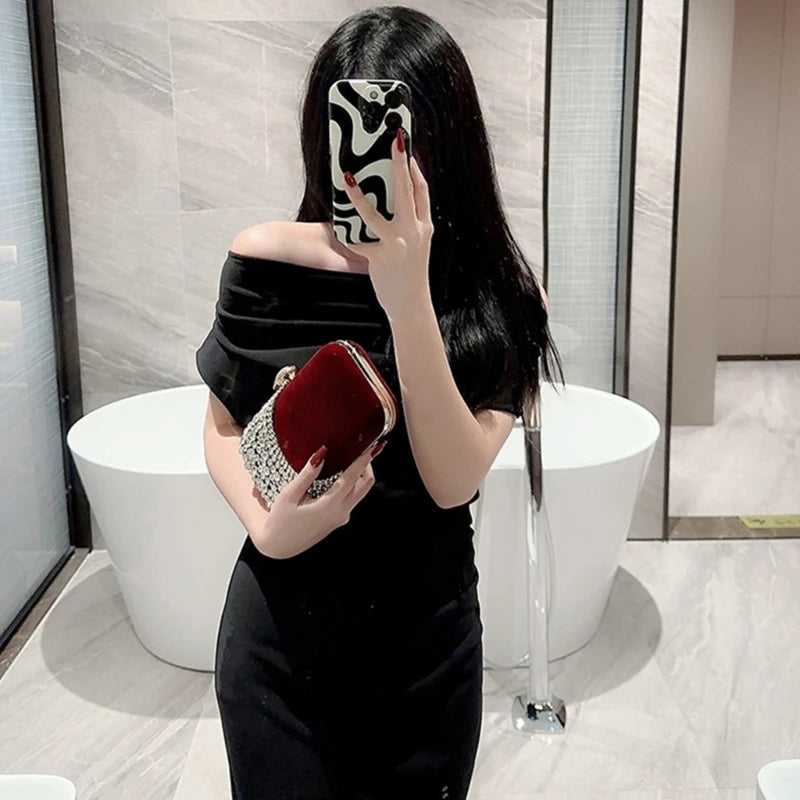 Glitter Evening Clutch – Small Phone Purse with Detachable Chain for Women