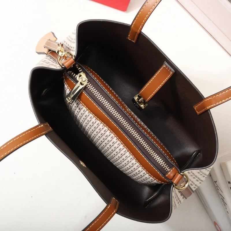 CH Premium Leather Crossbody – Large Letter Print Tote for Daily Commute