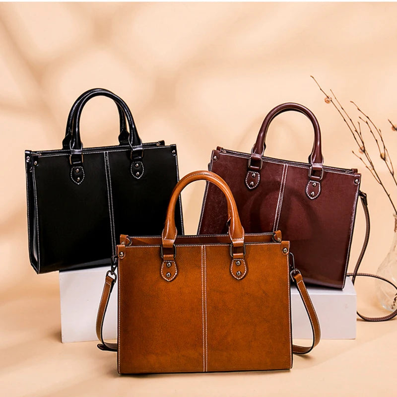 Luxury Top Handle Bag – Cowhide Leather, Timeless Style