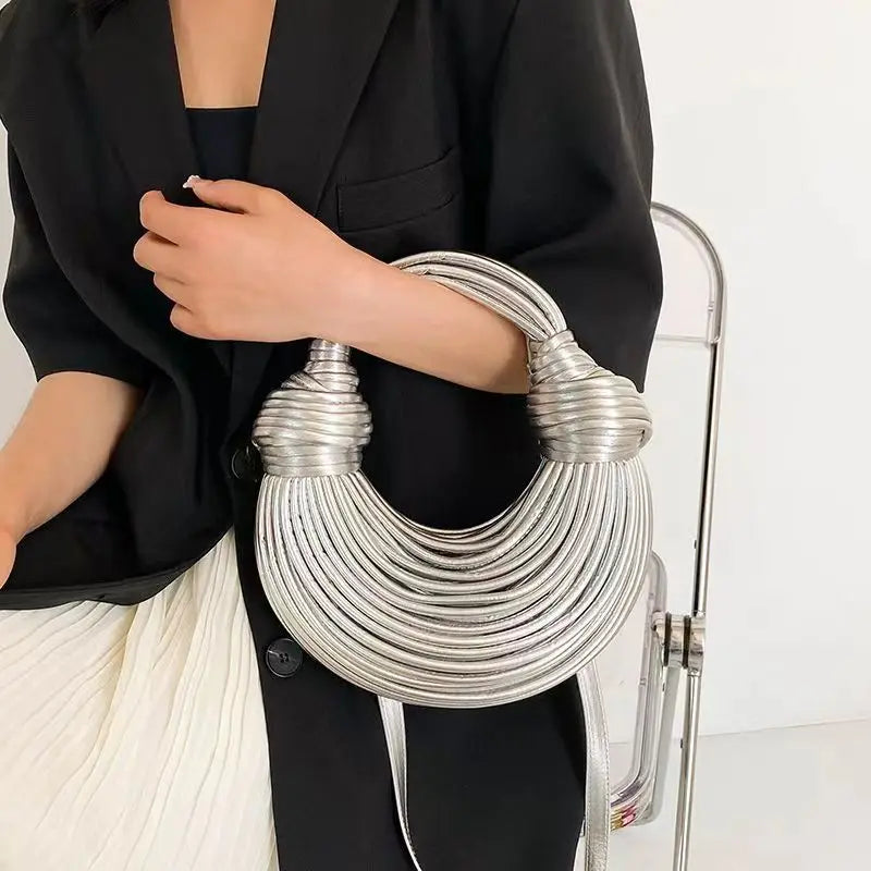 Luxury Knotted Hobo – Metallic Elegance for Evenings