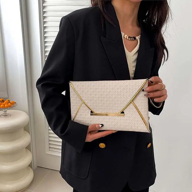 Leather Envelope Clutch – Solid Color Evening & Wedding Purse for Women