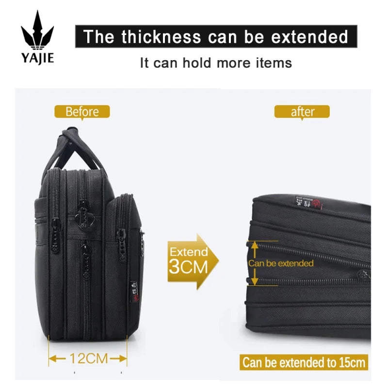 Men’s Canvas Laptop Briefcase – Large Capacity Business Bag for 15.6"–19" Devices