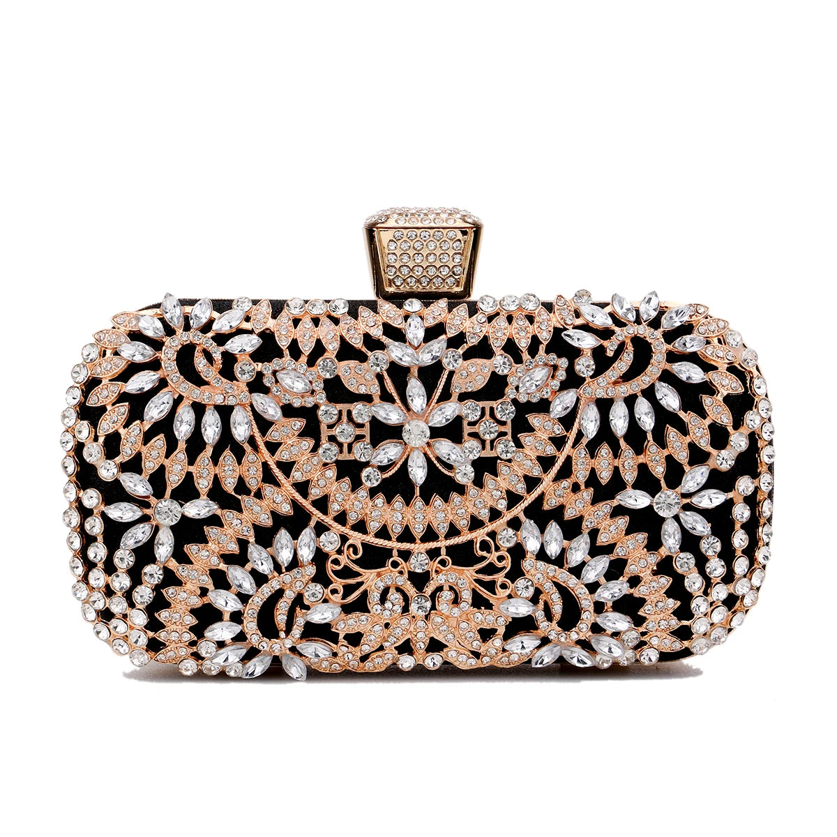 Golden Diamond Clutch – Small Wedding & Party Bag with Chain and Metal Handle
