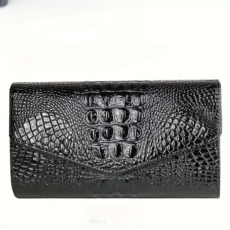 Crocodile Print Clutch – Stylish Large-Capacity Crossbody Bag for Women