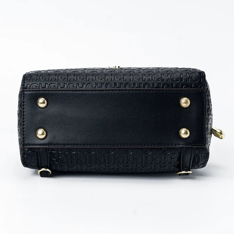 CH Classic Monogram Handbag – Zippered Solid Color Block Shoulder Bag for Women