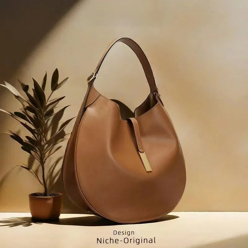 Chic Ruffle Dumpling Bag – Trendy Chamois Leather Underarm & Moon Tote for Women