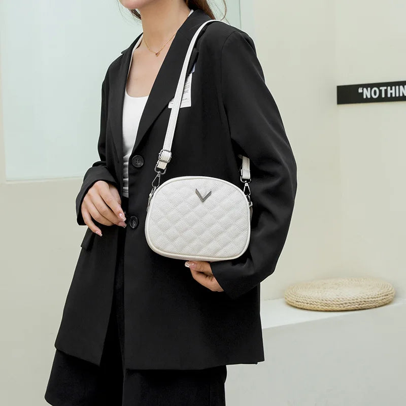 Diamond Triple-Layer Square Bag – Leather Crossbody & Phone Clutch for Women