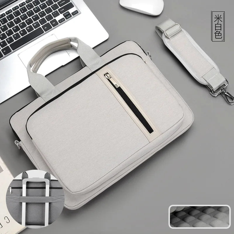 Double-walled shock-resistant water laptop bag carrying shoulder crossbody business briefcase