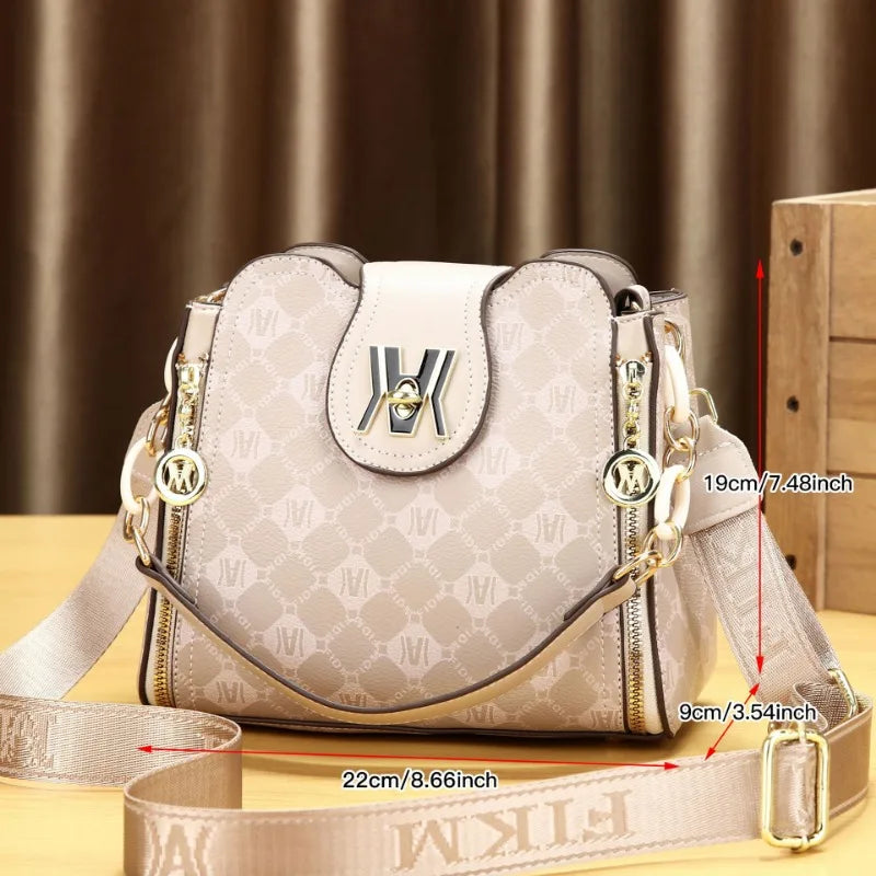 Luxury Vintage Print Messenger Bag – PU Leather Crossbody & Shoulder Purse for Women