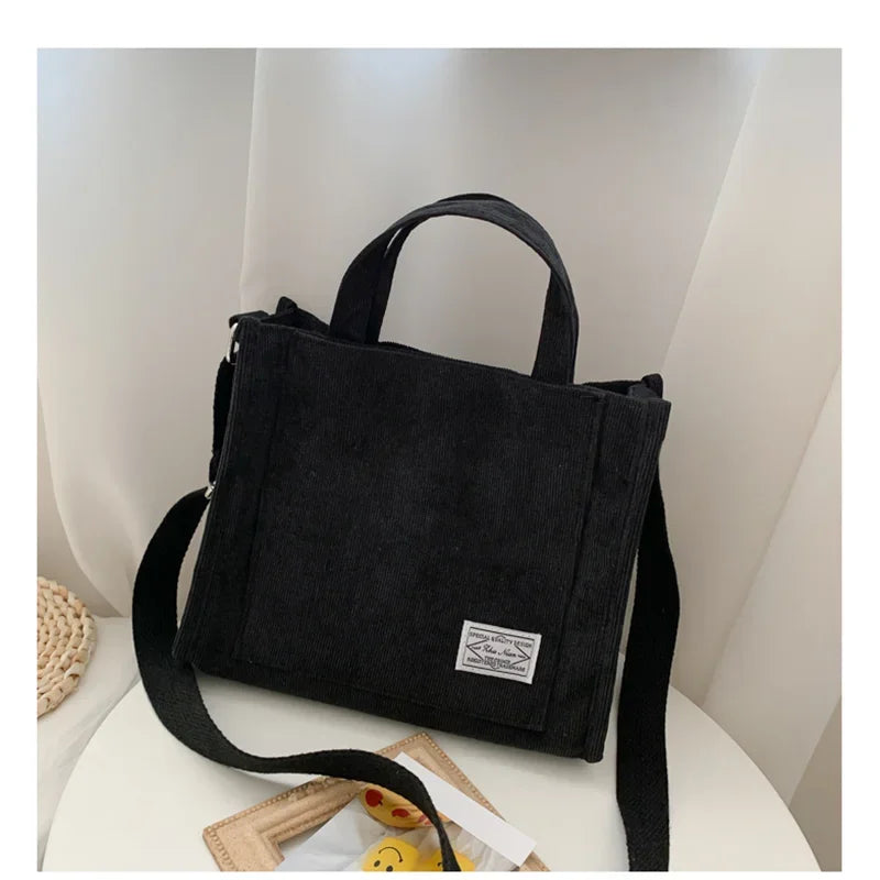 Fashionable Corduroy Shoulder Bag – Large Capacity
