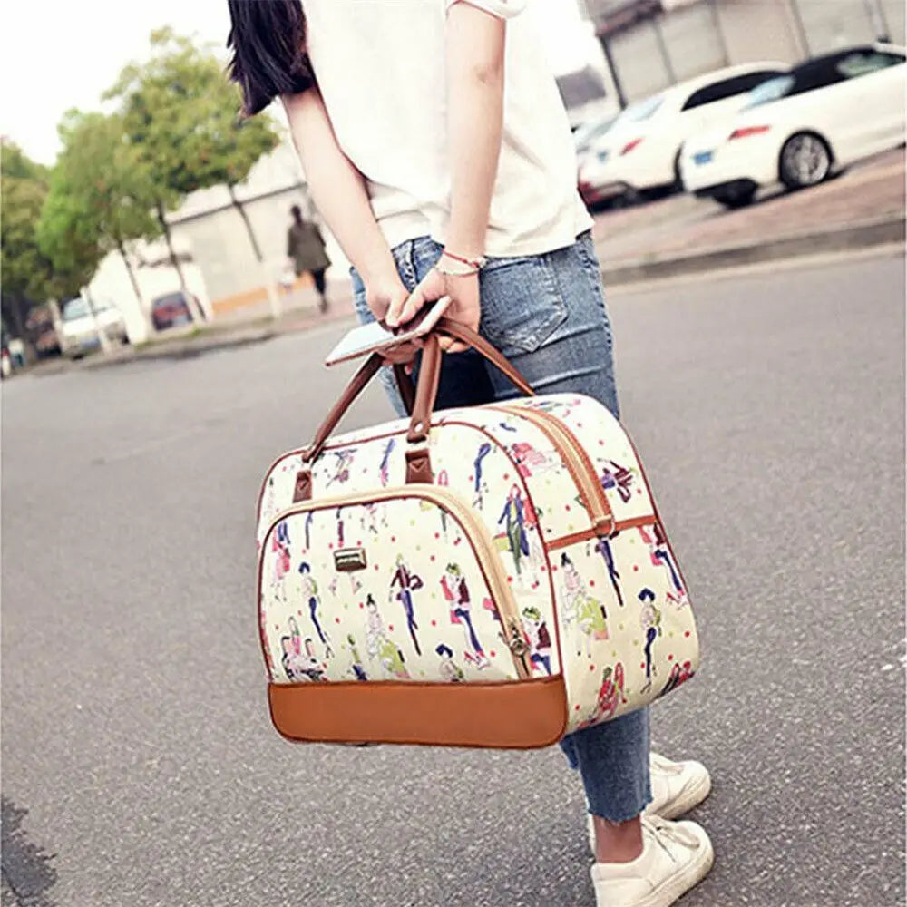 Large Travel Holdall – Women’s Fashion Zip Carry-On & Weekend Handbag