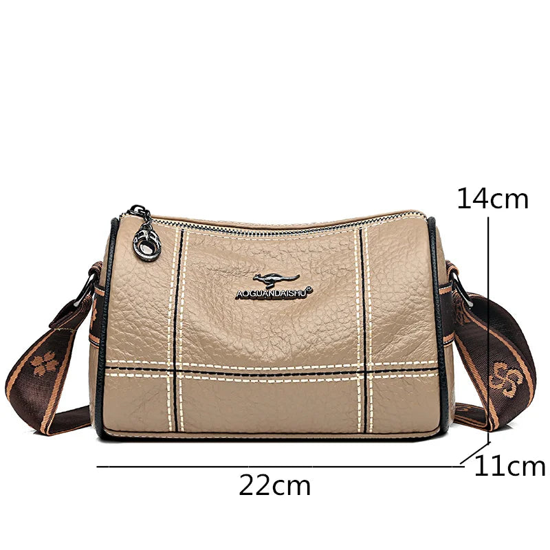 Genuine Leather Crossbody Tote – High-Quality Solid Color Shoulder Bag for Women
