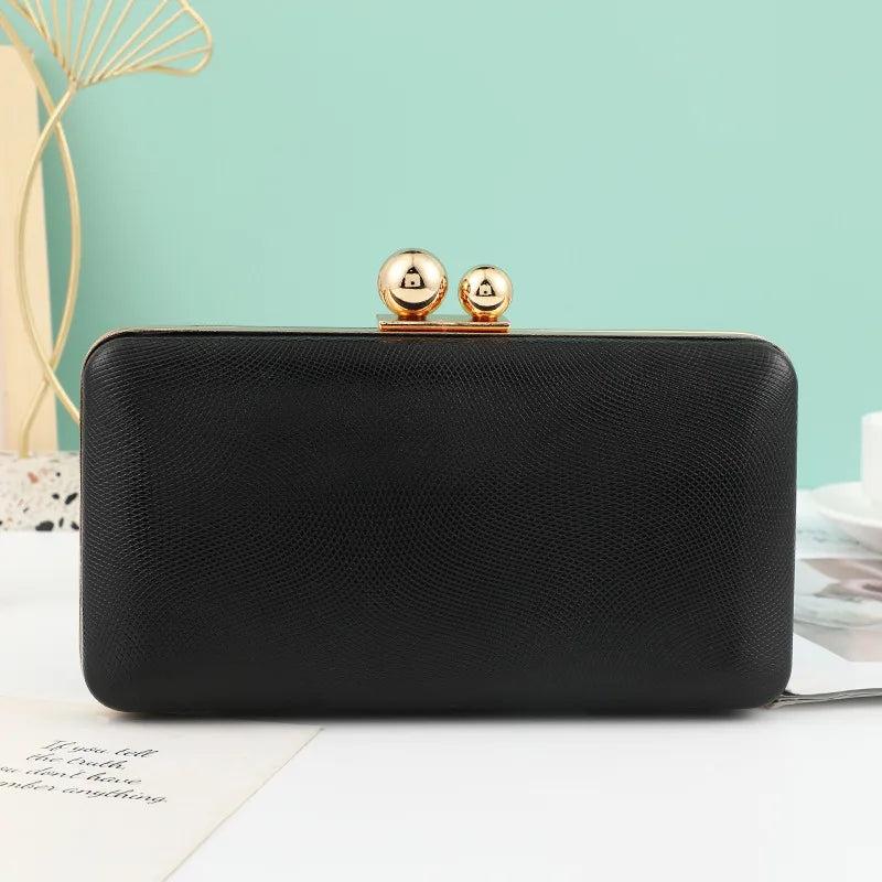 Champagne Leather Evening Clutch
