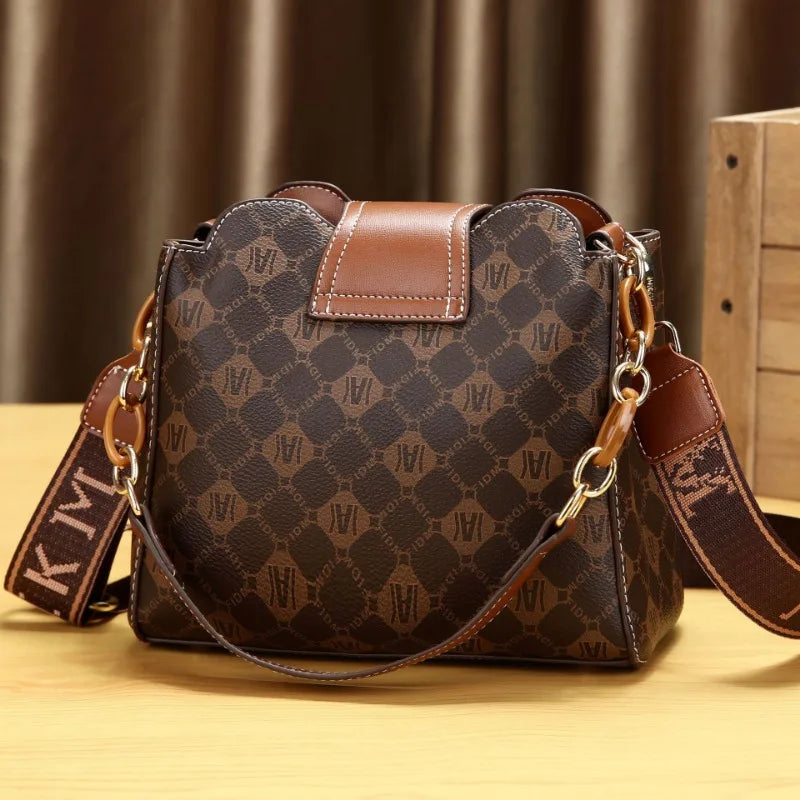 Luxury Vintage Print Messenger Bag – PU Leather Crossbody & Shoulder Purse for Women