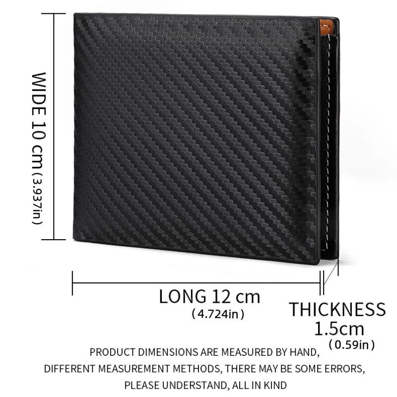 Carbon Fiber Short Wallet – Men’s Card Holder with Integrated Zipper Coin Pocket