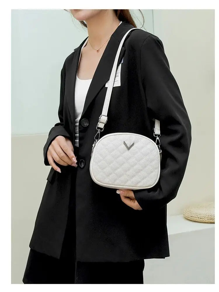 Diamond Triple-Layer Square Bag – Leather Crossbody & Phone Clutch for Women