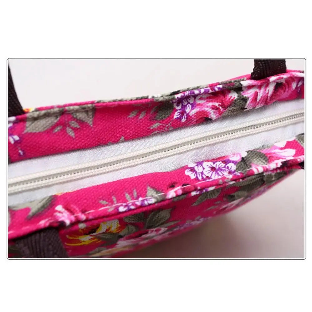 Durable Floral Canvas Tote – Cute Casual Bucket Shoulder Bag for Women