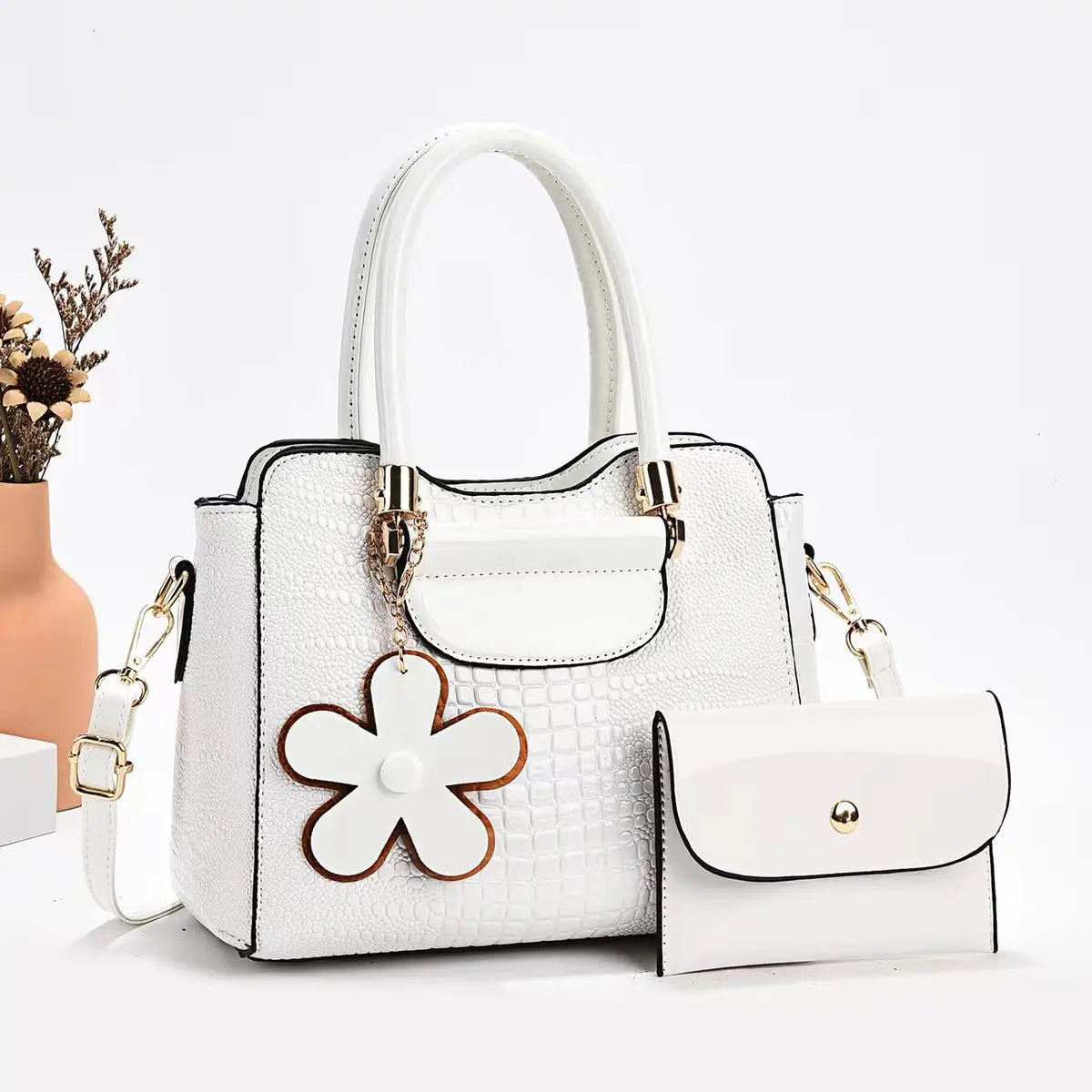 2-Piece PU Leather Bag Set – Classic Tote & Clutch Combo