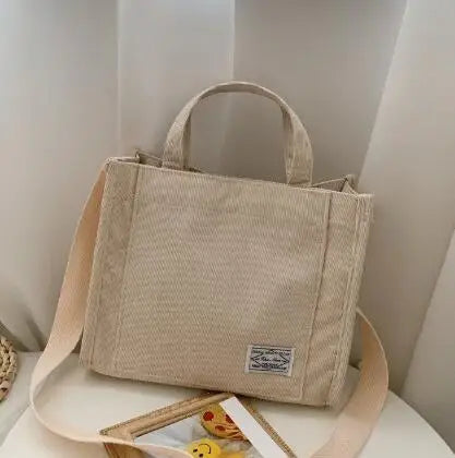 Fashionable Corduroy Shoulder Bag – Large Capacity