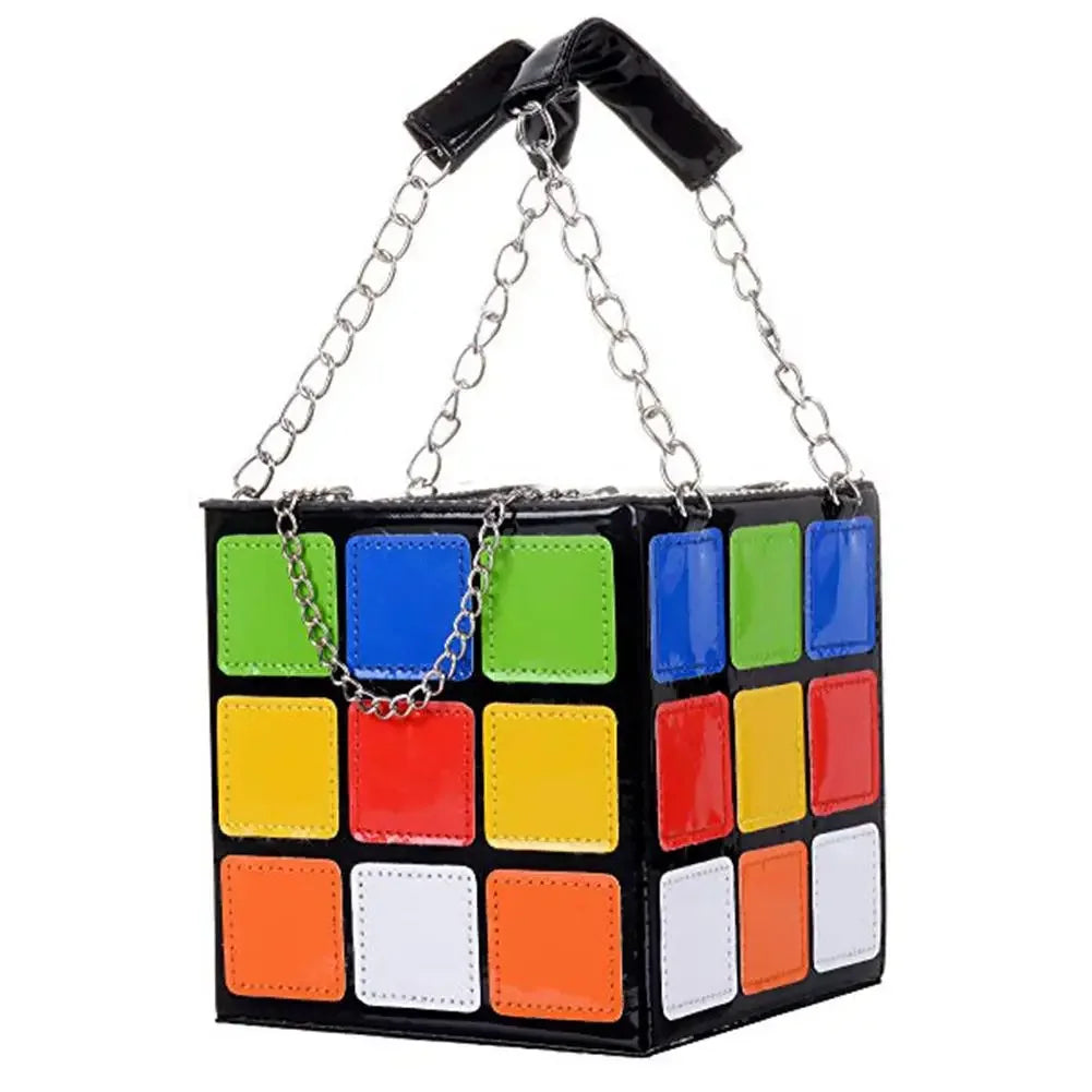 Chic Cubic Box Bag – Designer Leather Chain Tote for Women