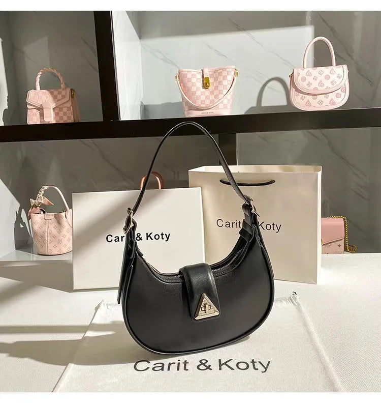 Textured Leather Moon Bag – High-Quality Fashion Shoulder & Underarm Purse for Women
