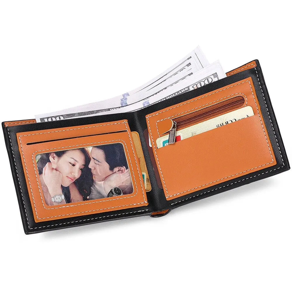 Carbon Fiber Short Wallet – Men’s Card Holder with Integrated Zipper Coin Pocket