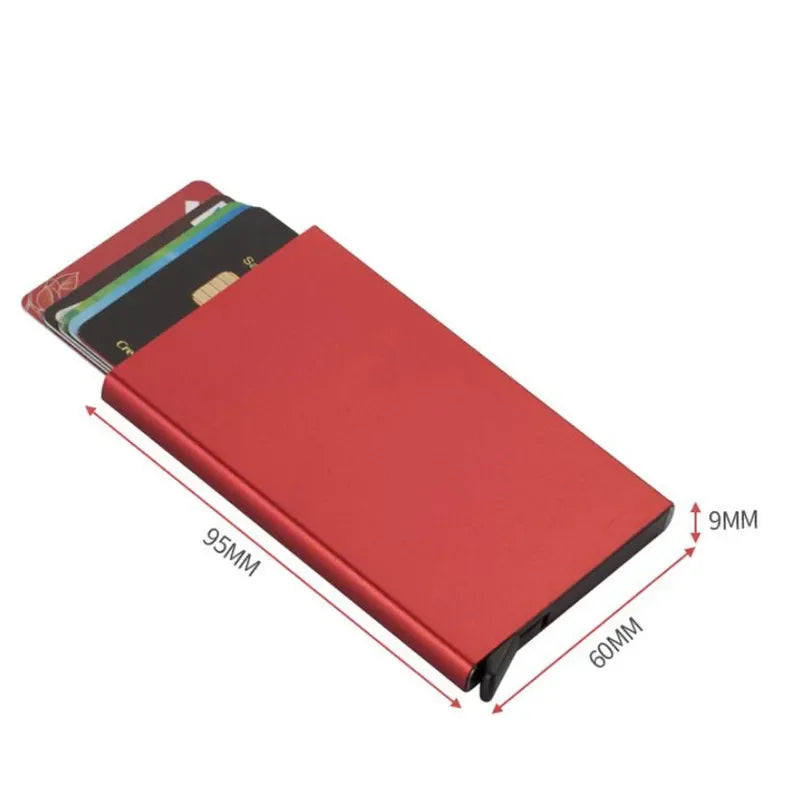 Automatic Flip Card Holder – Metal Anti-Theft Wallet with 12-Slot Side Push Design for Men