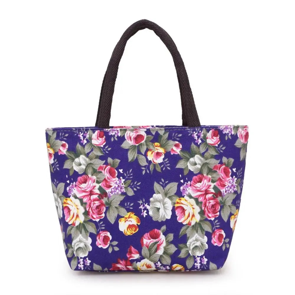 Durable Floral Canvas Tote – Cute Casual Bucket Shoulder Bag for Women