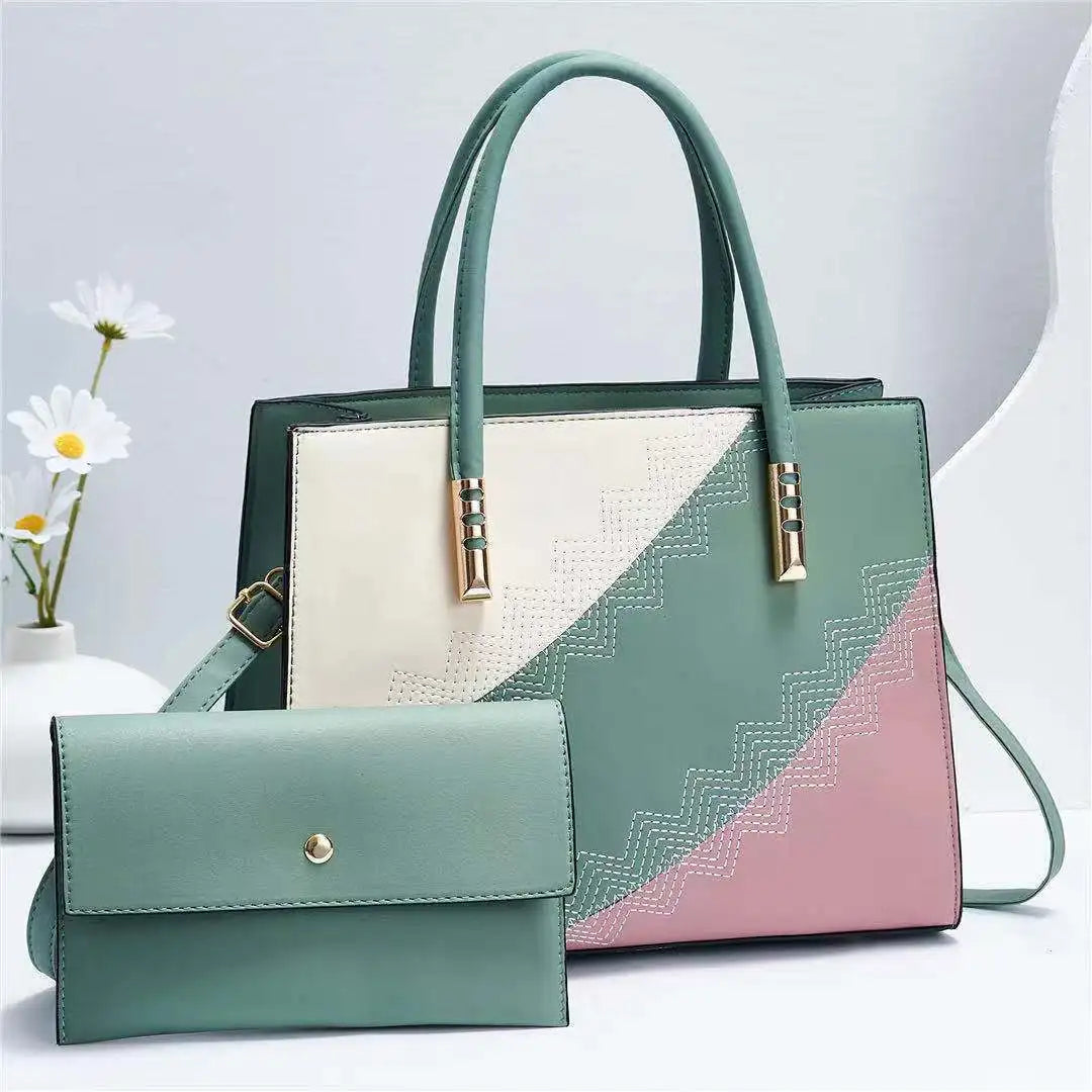 Elegant Spliced Messenger Tote – High-Quality Office Crossbody Shoulder Bag for Women