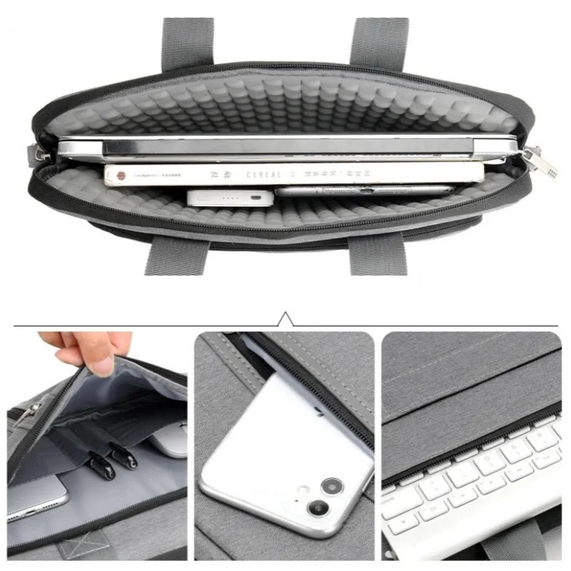 Double-walled shock-resistant water laptop bag carrying shoulder crossbody business briefcase