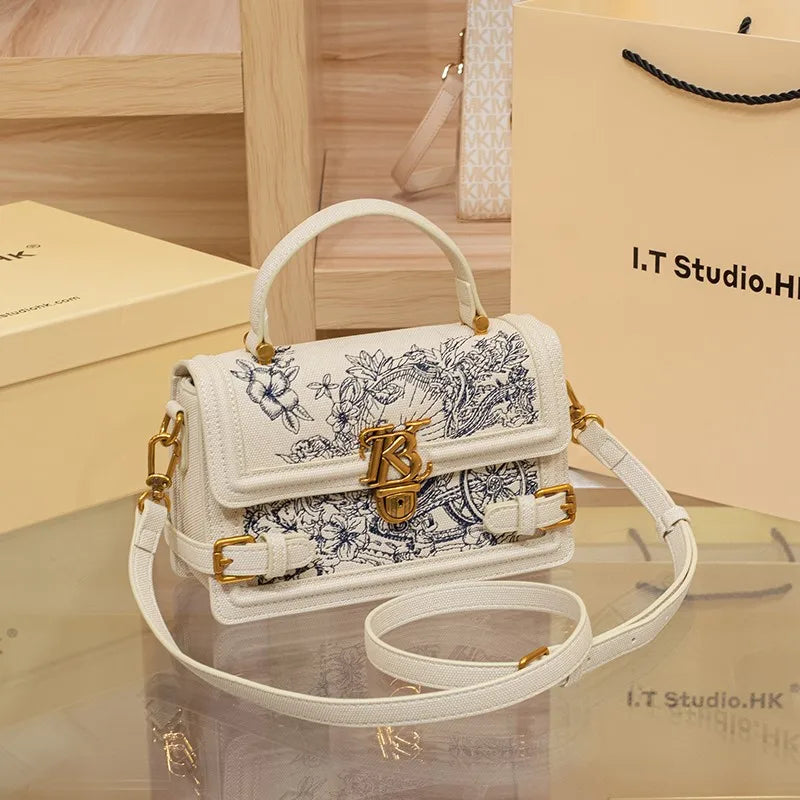 Embroidered Square Handbag – High-End Textured Summer Shoulder & Crossbody Bag for Women