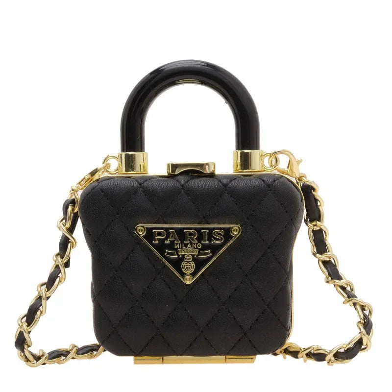 Mini Diamond Texture Handbag – Retro Chic Shoulder Bag for Daily Outings & Dates