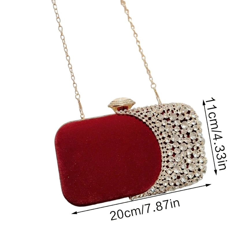 Glitter Evening Clutch – Small Phone Purse with Detachable Chain for Women