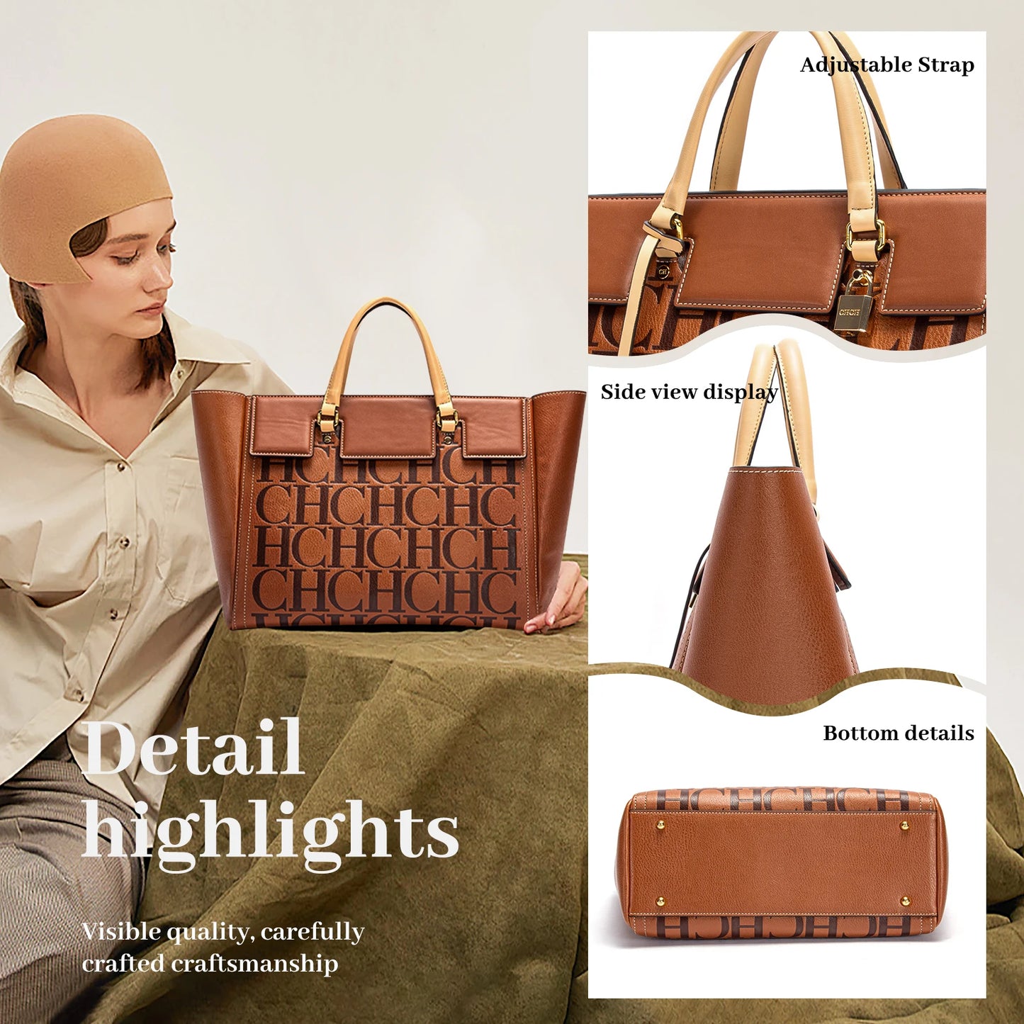 CHCH Embossed Handbag – Spacious, Stylish & Business-Ready