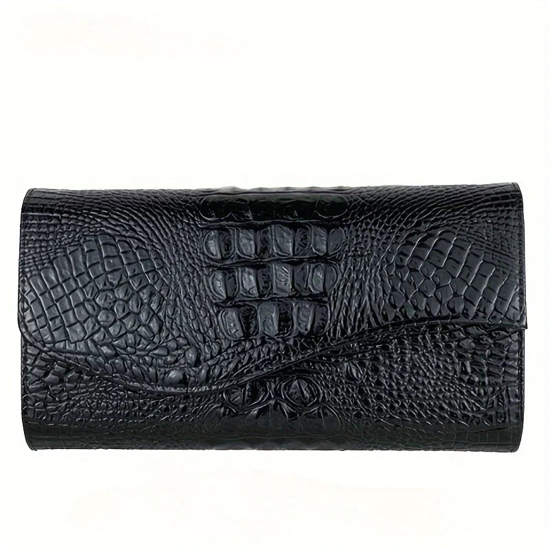 Crocodile Print Clutch – Stylish Large-Capacity Crossbody Bag for Women