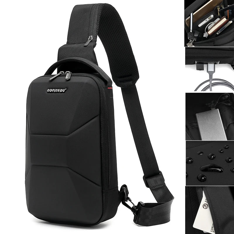 Hard Shell Chest Sling – Waterproof Travel Bag with USB Port