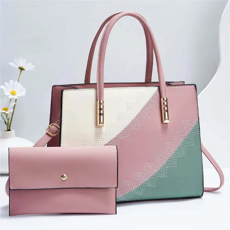 Elegant Spliced Messenger Tote – High-Quality Office Crossbody Shoulder Bag for Women