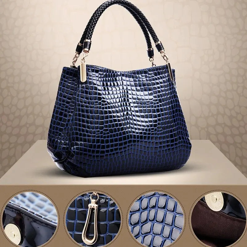 Crocodile Print Tote – Sleek, Spacious & Commute-Ready