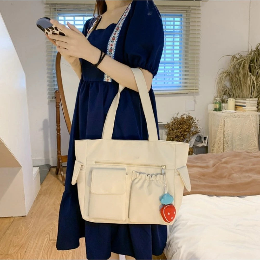Elegant Nylon Shoulder Messenger – Preppy Women's Commuter Bag
